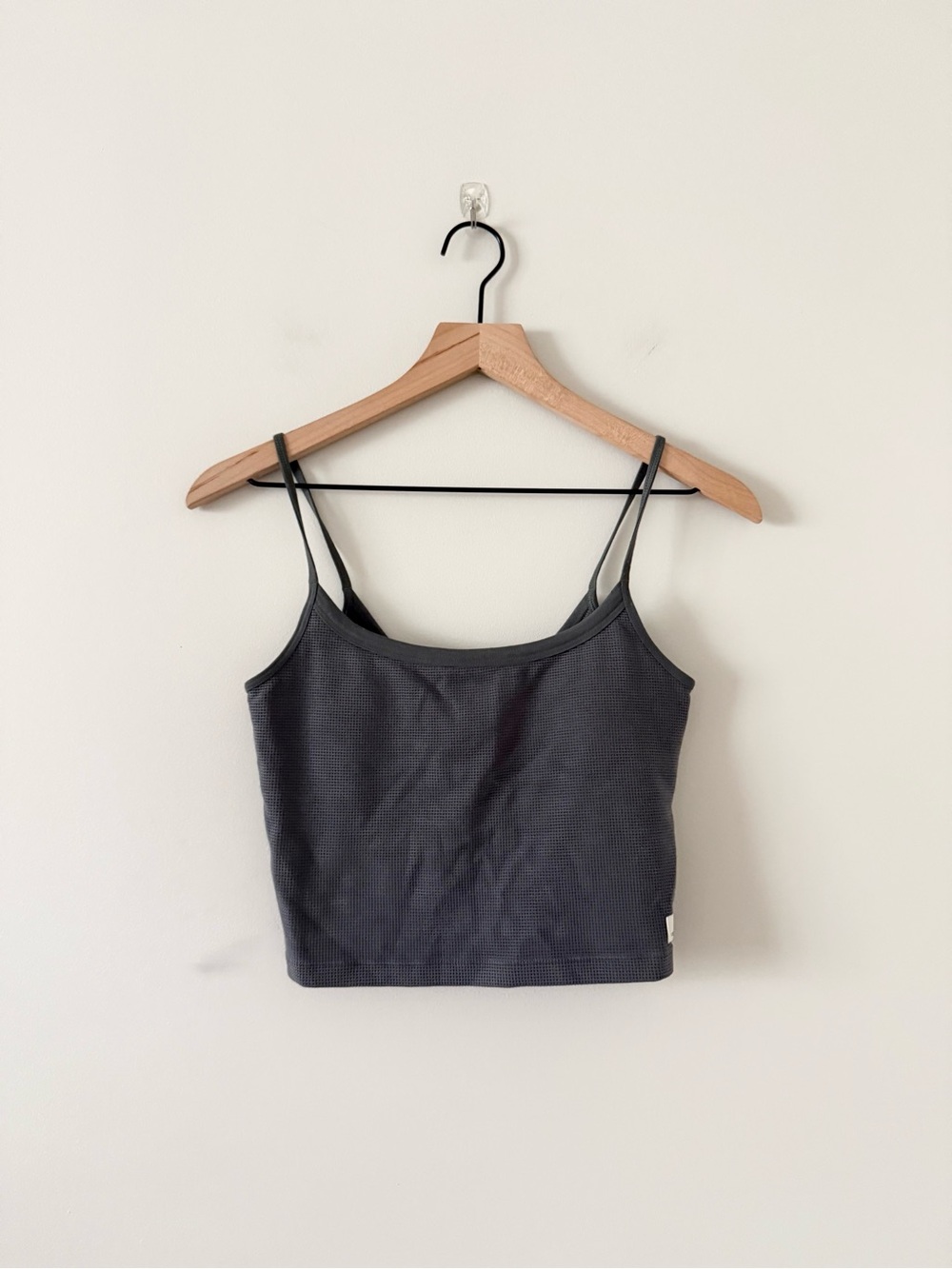 Vuori Charcoal Ribbed knit Cropped Cami Tank Top with Padding Size S